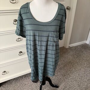 Market & Spruce Teal Striped Short Sleeve Top